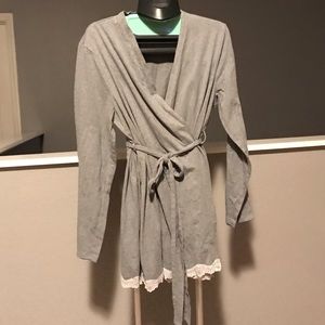 Gray knit robe